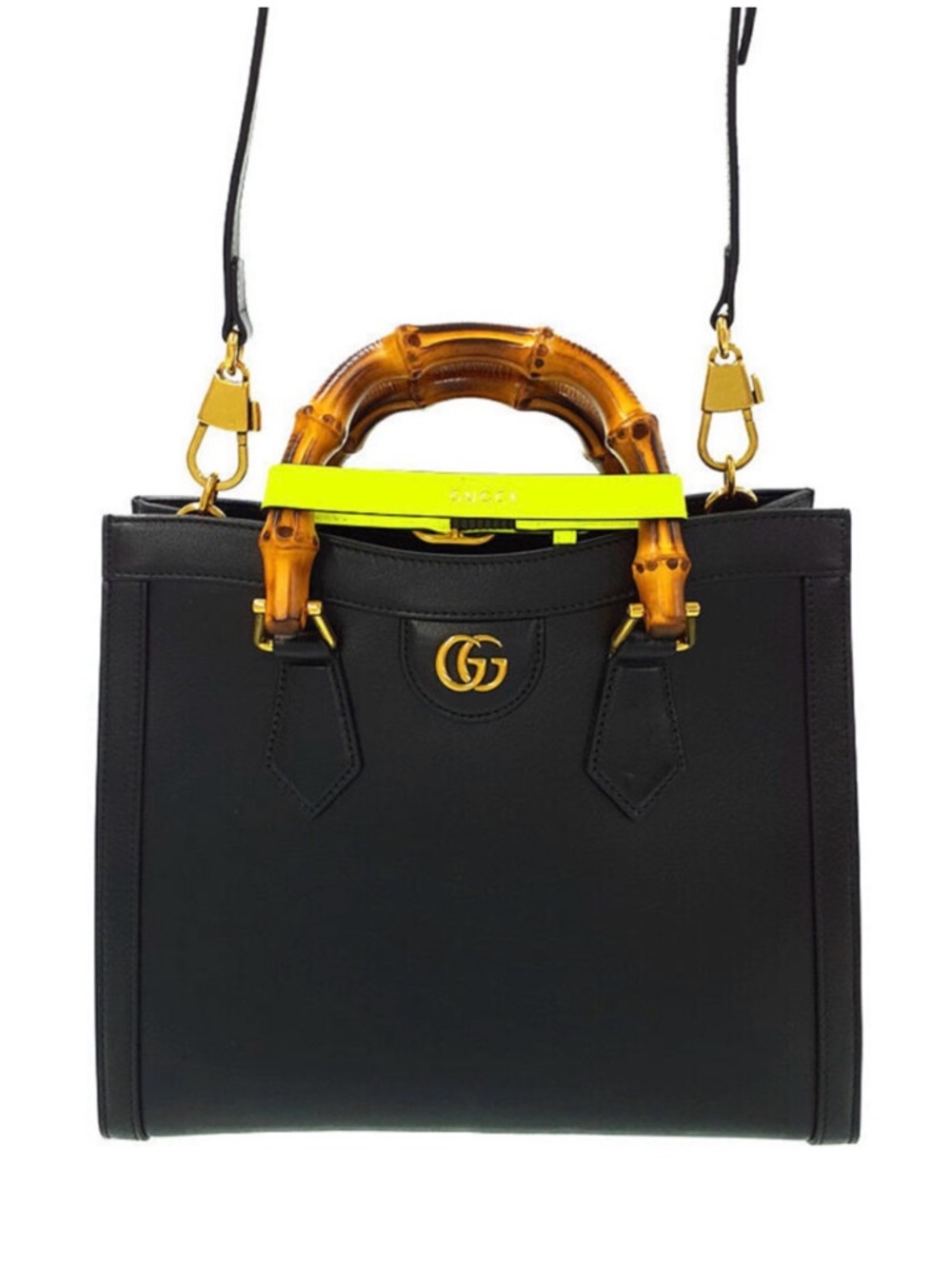 Gucci Diane Bamboo Top-Handle Bag with Neon Accent